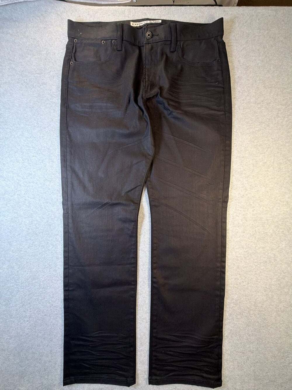 Express Jeans Mens Black Coated Denim Jeans Rocco Slim NEW!!